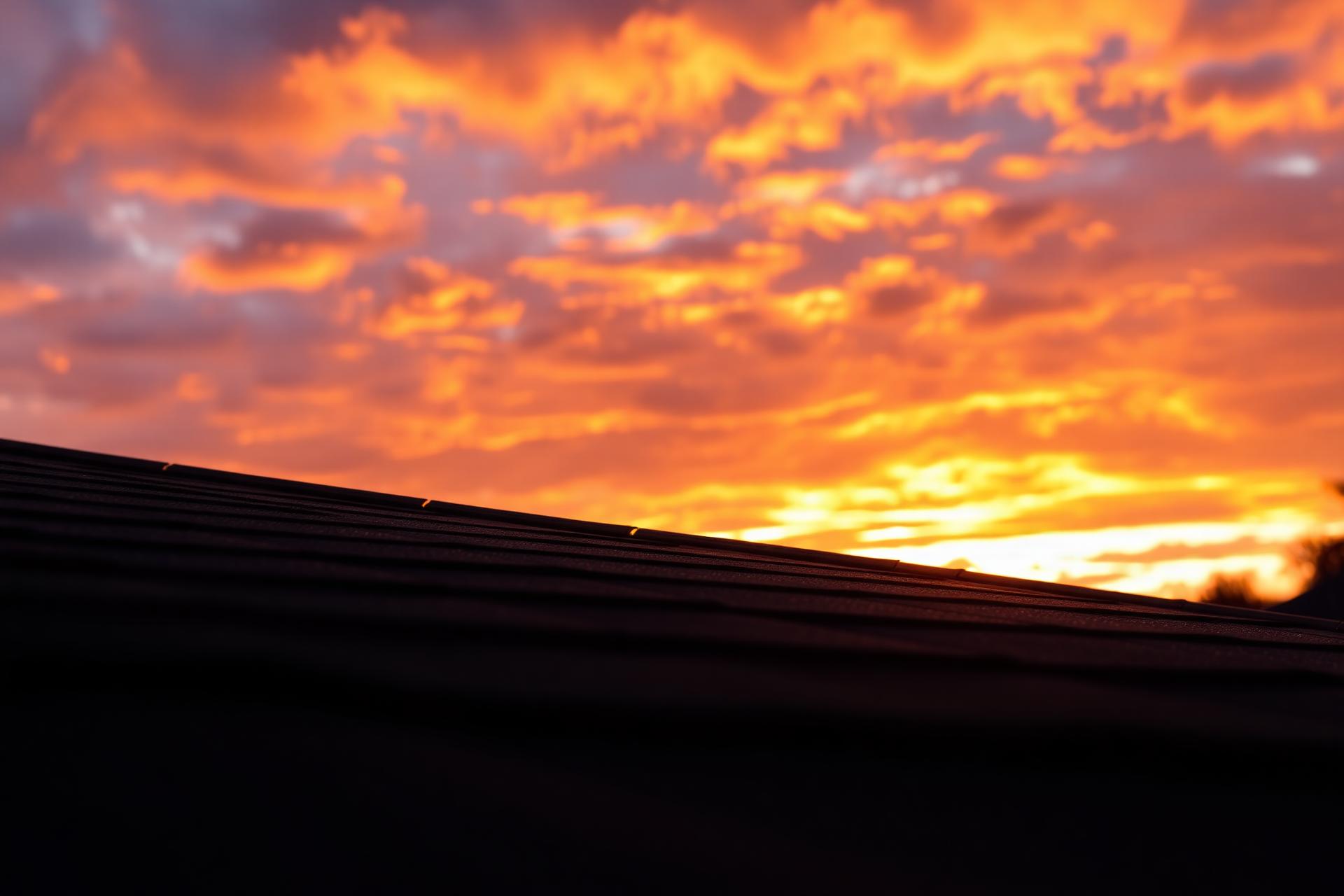 Sunset over a roof line